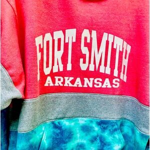 Unique handmade up cycled lion, Fort Smith Arkansas University sweatshirt size M